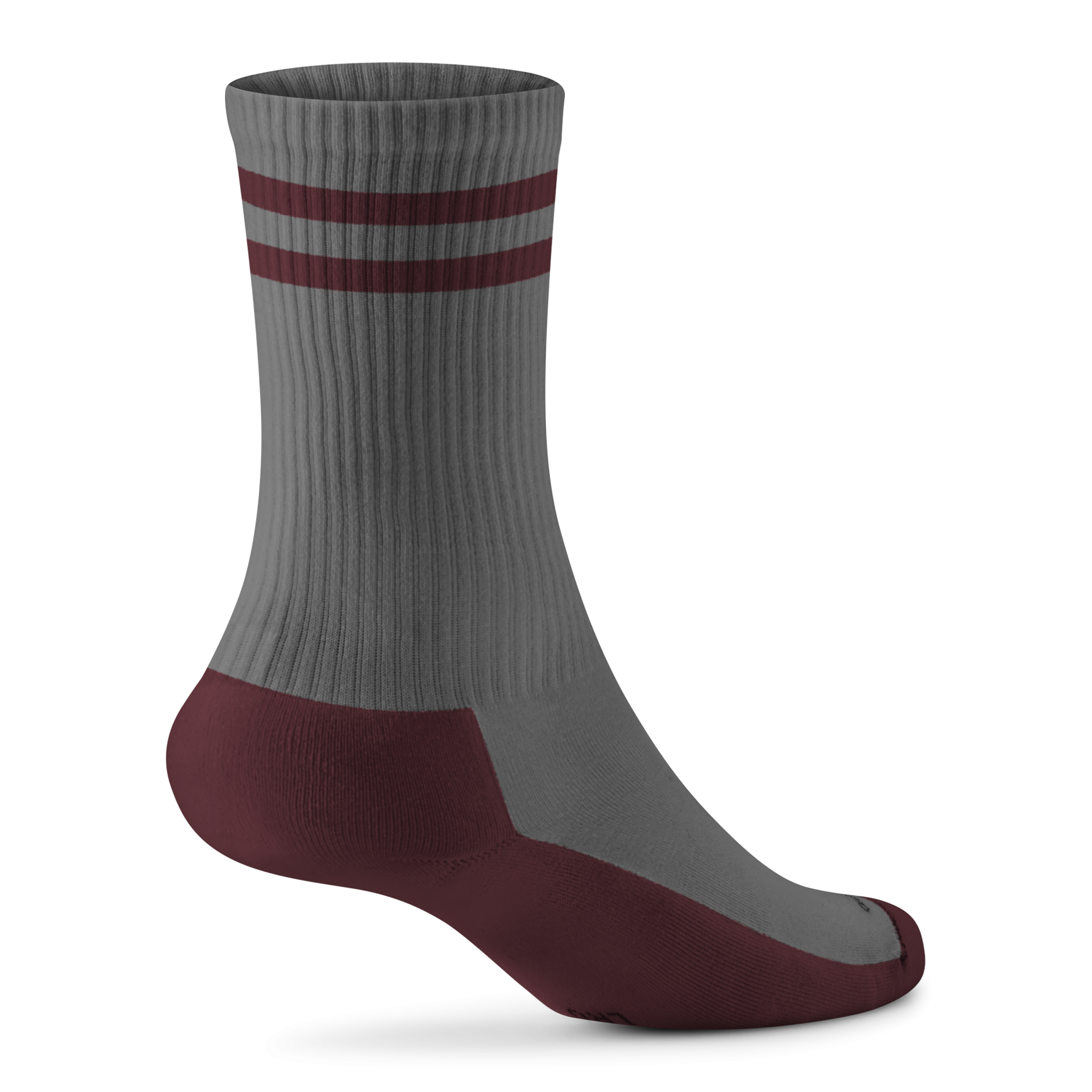 Anytime Crew Sock - Medium Grey/Hazy Burgundy Stripe - Image 2