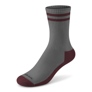 Anytime Crew Sock - Medium Grey/Hazy Burgundy Stripe