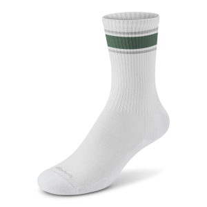 Anytime Crew Sock - Blizzard. Verdant Green (Light Grey Sole)